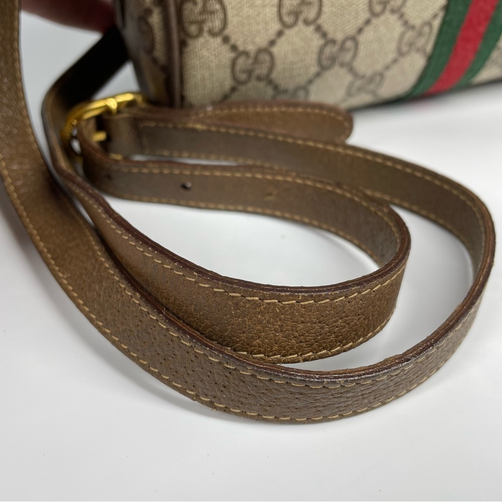 🔴SOLD🔴GUCCI Vintage Sherry Line GG Web PVC Canvas Browns Crossbody Bag - Picture 12 of 16